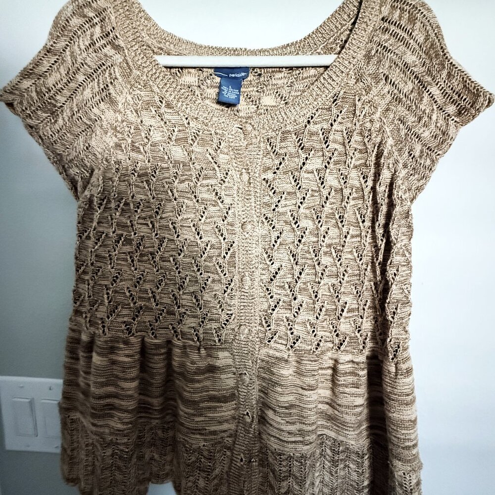 Brown Cotton PARKSIDE Button Front Top-L